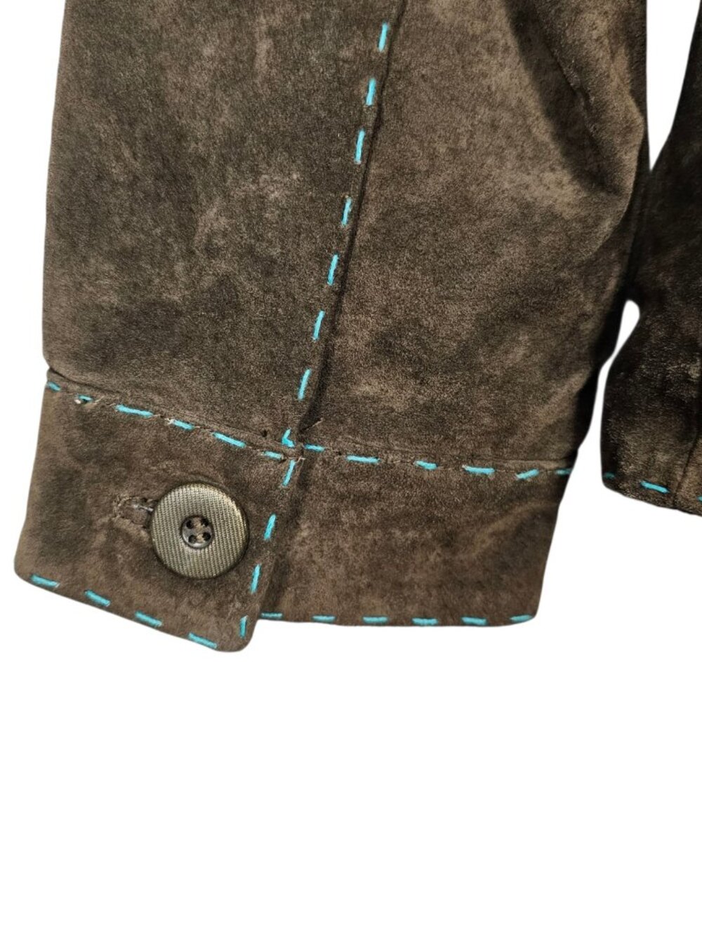 Montanaco Vintage Brown Suede Leather Boho Y2K Western Fringe Stitch Jacket S - Picture 5 of 8